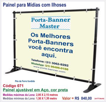 Painel / Moldura ajustável para Lonas com medidas de até 2,38 X 2,38 metros