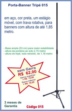 Porta-Banner Tripé código 015, em aço, cor preta, para Banners até 1,85 metro